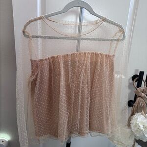 J. Crew Sheer Polka Dot Blouse - Cream